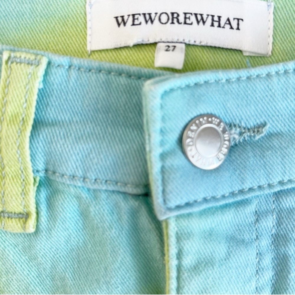 NEW WeWoreWhat Flare Bell High Waisted Tie Dye Shorts in Blue & Green Sz 27 NWT - Picture 5 of 9